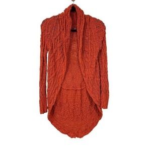 Anthropologie Knitted & Knotted Small Orange Open Front Cardigan Sweater Bobble